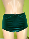 green velvet knickers on a green background