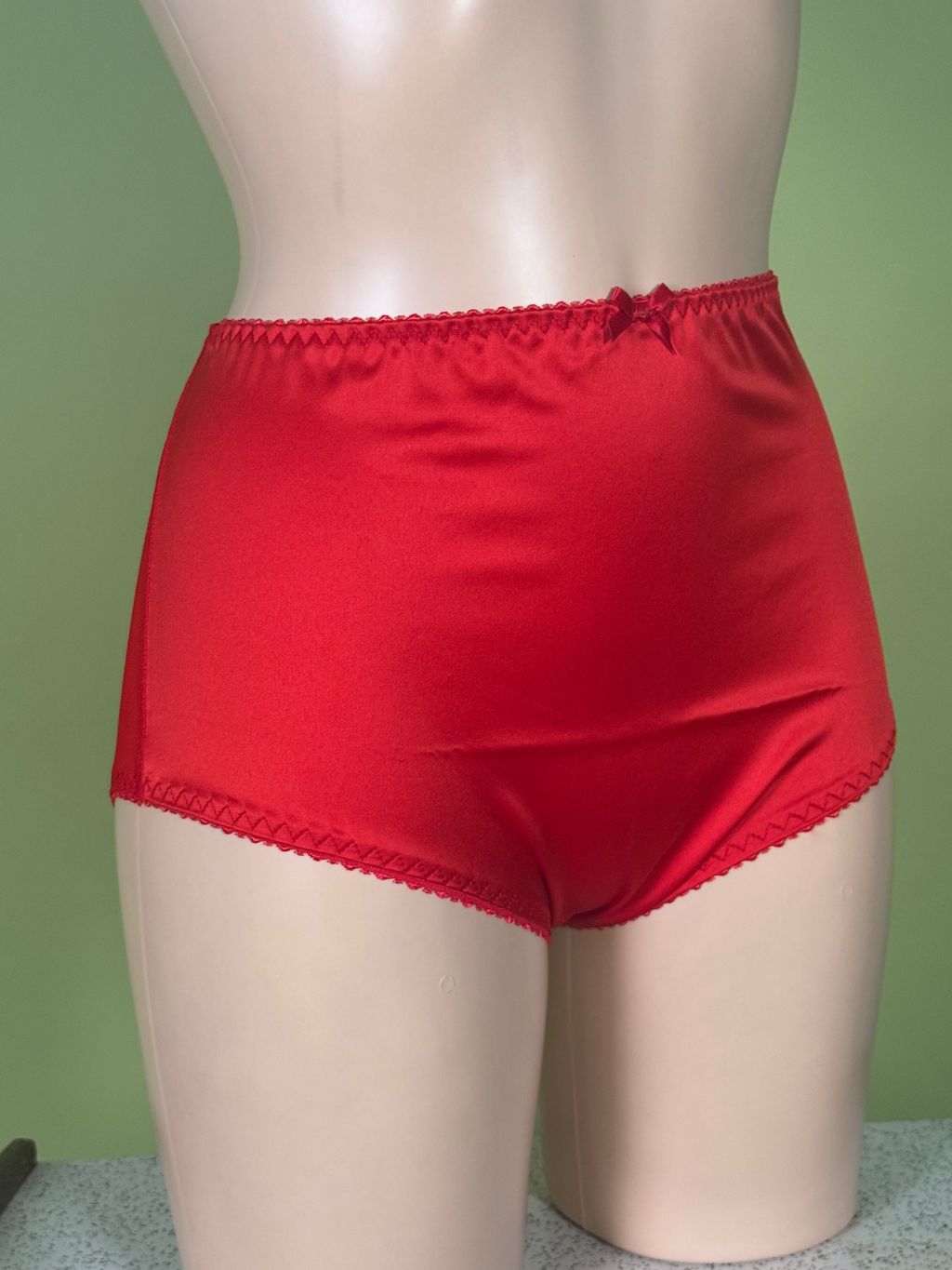 Red Soft Satin Full Knickers 067
