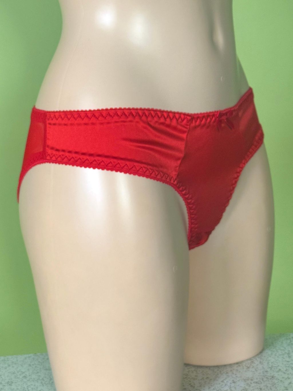 Red Little Satin Briefs Knickers 069