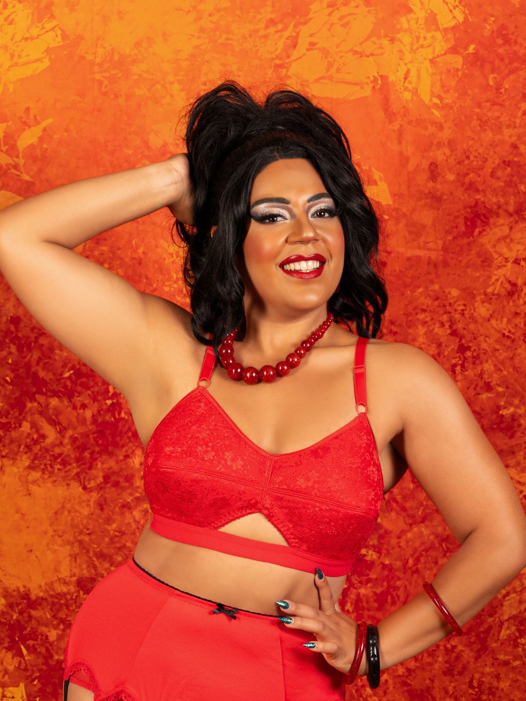 Red Lace Foam Cone Bra 026