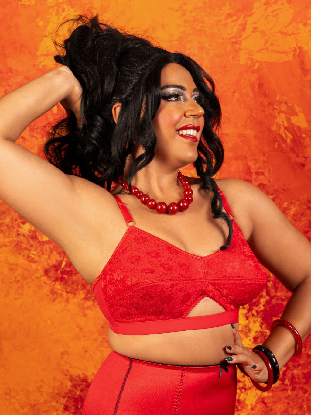 Red Lace Foam Cone Bra 026
